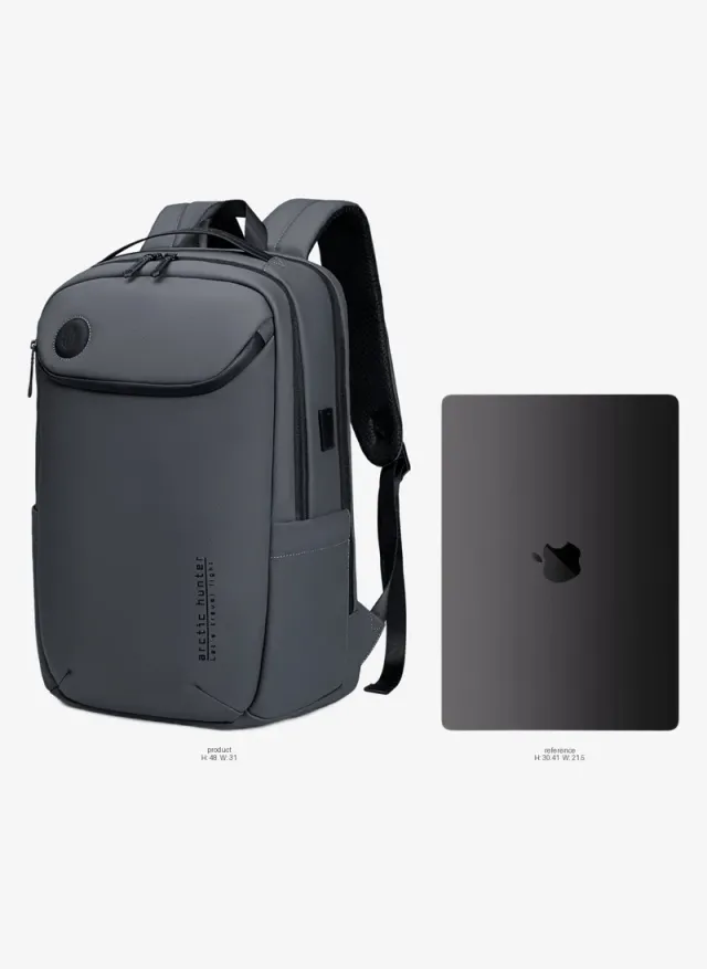 Water Resistant Laptop Backpack with USB Port - Black – image 2