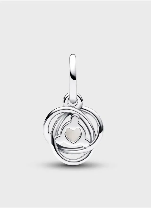 Sterling Silver Eternity Circle Dangle Charm with True Red Enamel – image 2