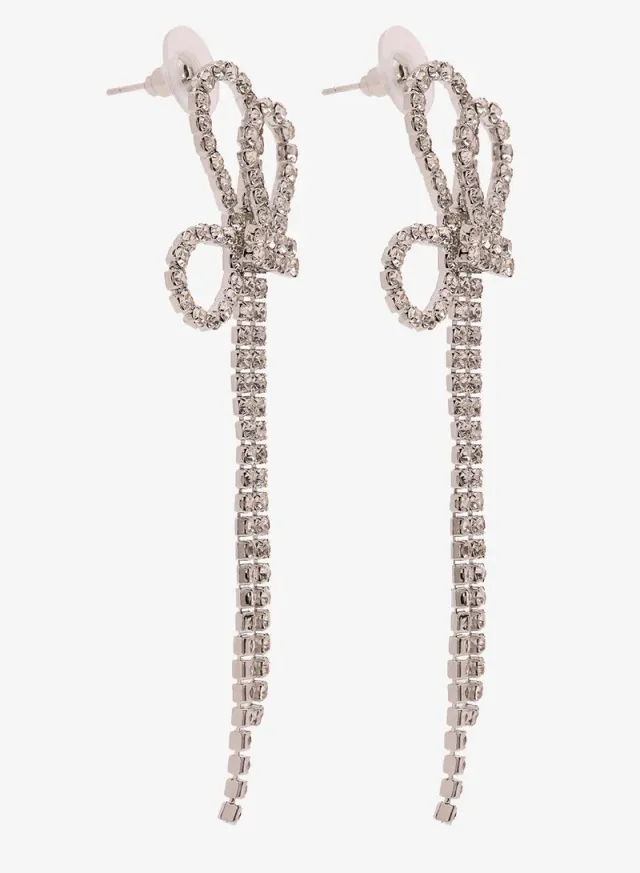 Rhinestone Drop Earrings Silver