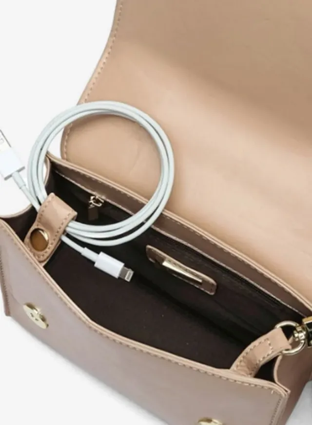 FYOR Beige Faux Leather Crossbody Bag with Kiss Lock Closure – image 5