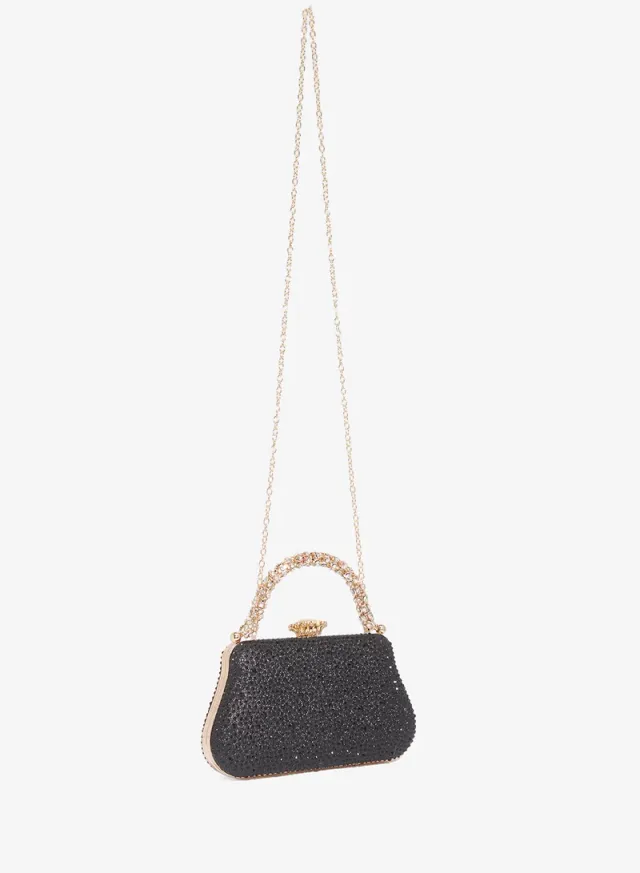 Rhinestone Top Handle Clutch Gold – image 2
