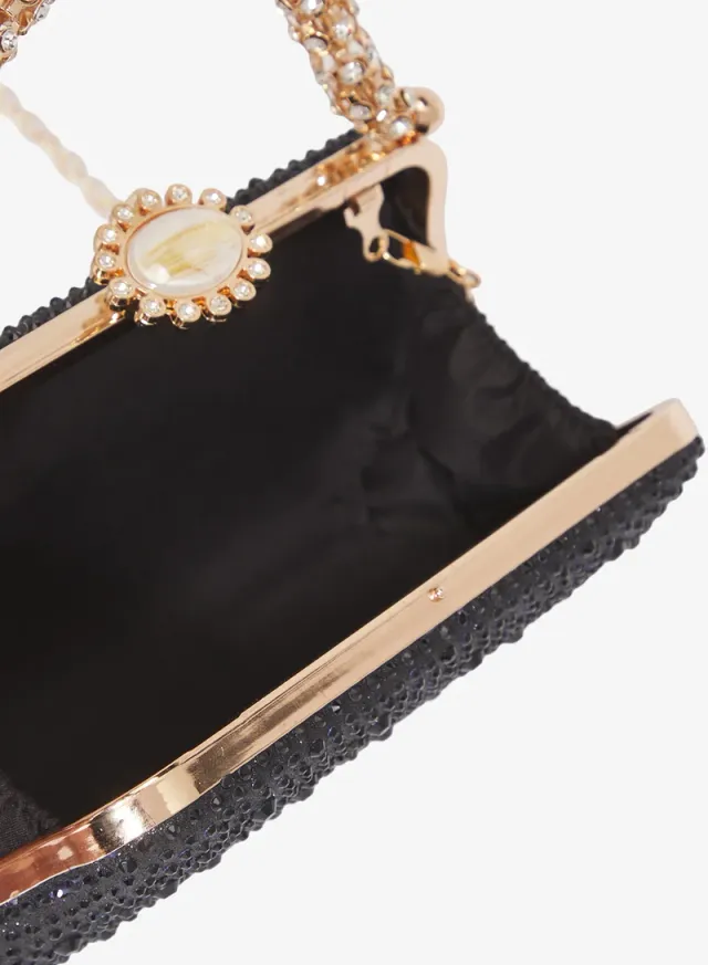 Rhinestone Top Handle Clutch Gold – image 4