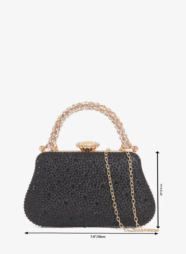 Rhinestone Top Handle Clutch Gold – image 5
