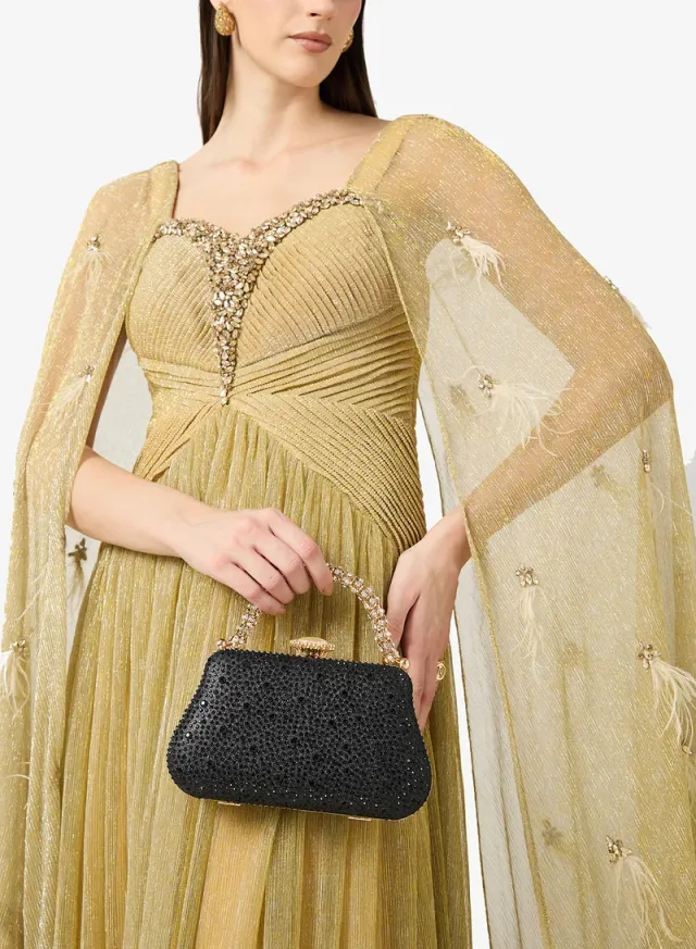 Rhinestone Top Handle Clutch Gold – image 6