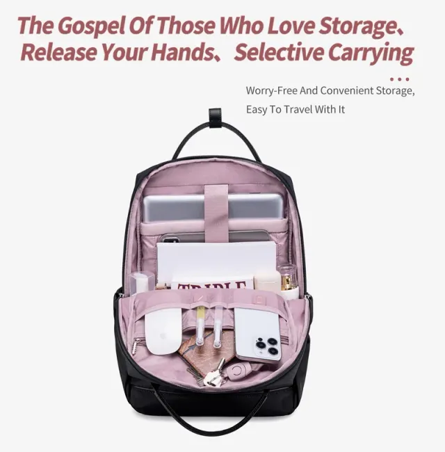 Women's Multifunctional Water Resistant Laptop Backpack - Black – image 12