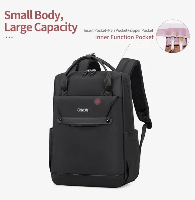 Women's Multifunctional Water Resistant Laptop Backpack - Black – image 13