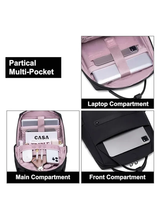 Women's Multifunctional Water Resistant Laptop Backpack - Black – image 7