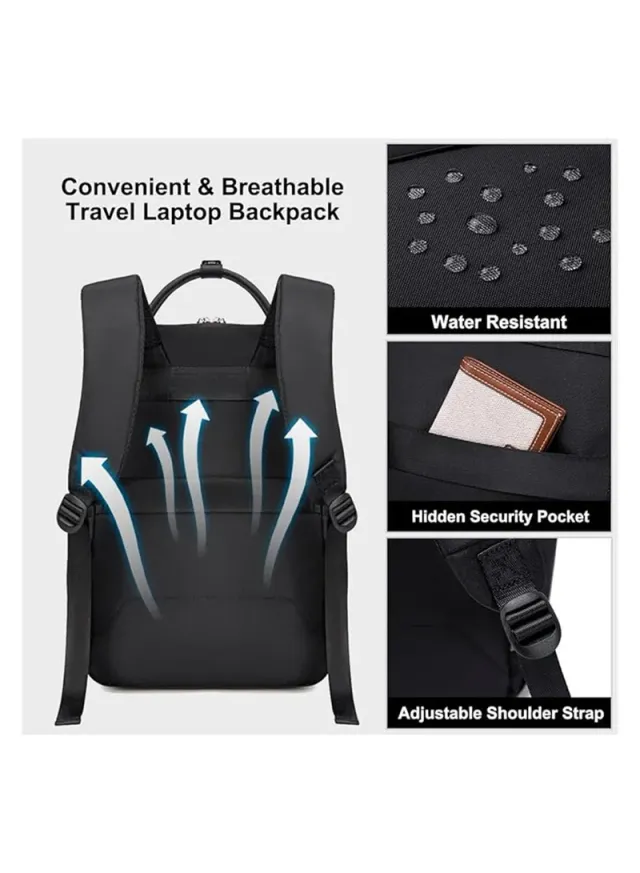 Women's Multifunctional Water Resistant Laptop Backpack - Black – image 8