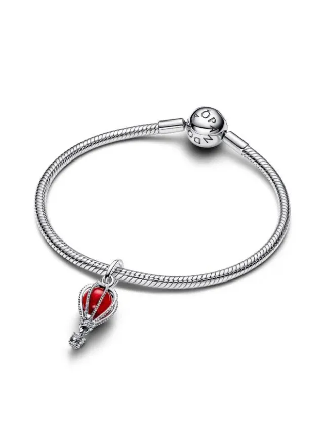 Sterling Silver Red Glass Charm with Skating Design – image 3