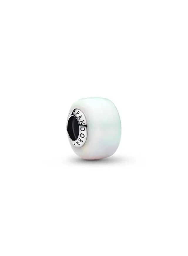 Sterling Silver Lab-Grown Opal Charm with Iridescent Effect – image 2