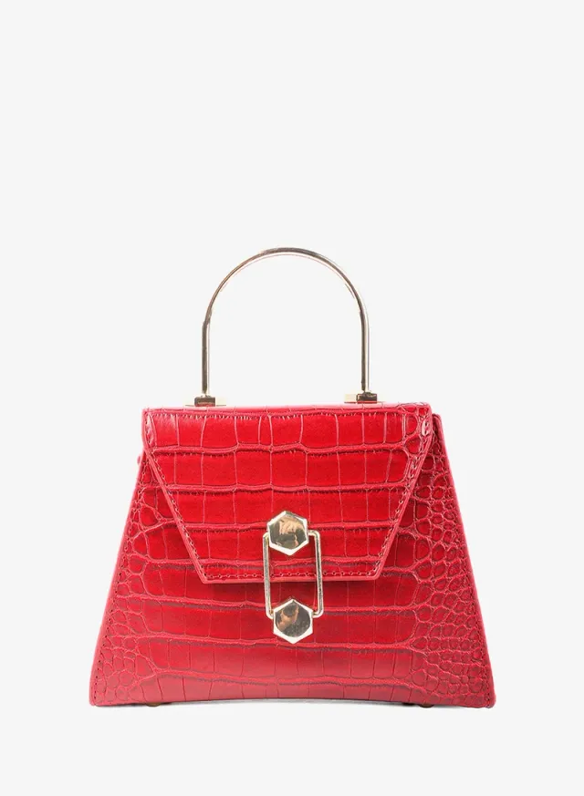 حقيبة سلينغ جلد صناعي كروك أسود