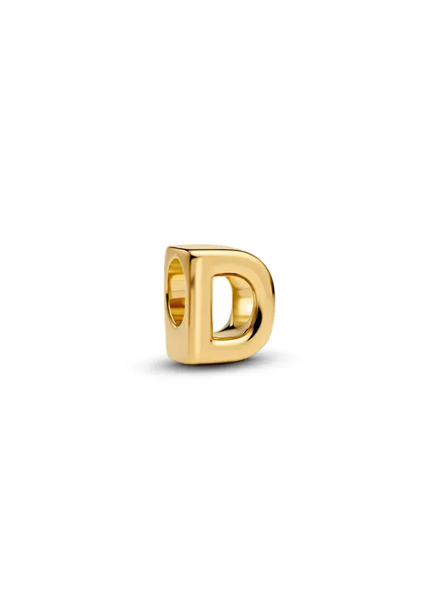 14K Gold Plated Alphabet Letter D Charm (Rounded Profile)