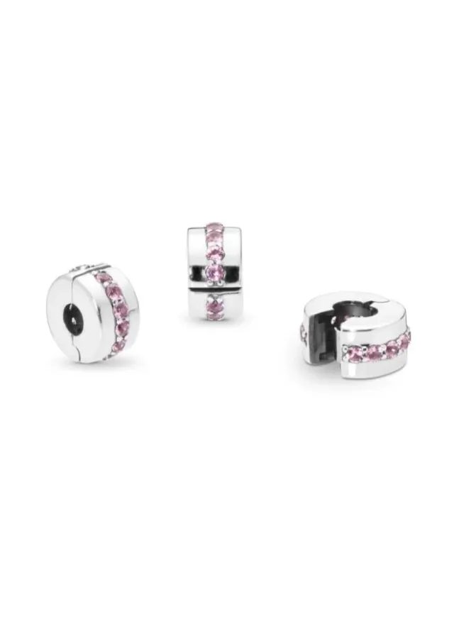 Sterling Silver Pink Cubic Zirconia Clip Charm