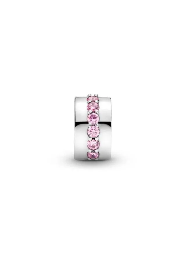 Sterling Silver Pink Cubic Zirconia Clip Charm – image 2