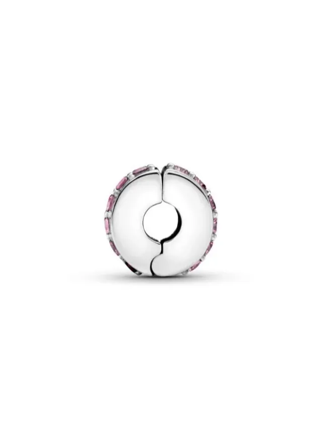 Sterling Silver Pink Cubic Zirconia Clip Charm – image 3