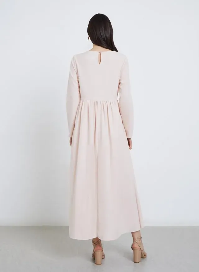 Round Neck Split Sleeve Solid Maxi Dress – image 5