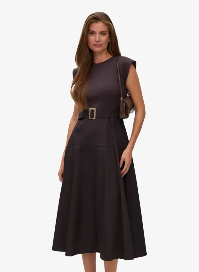Brenda Sleeveless Crew Neck 7/8 Midi Dress – image 4