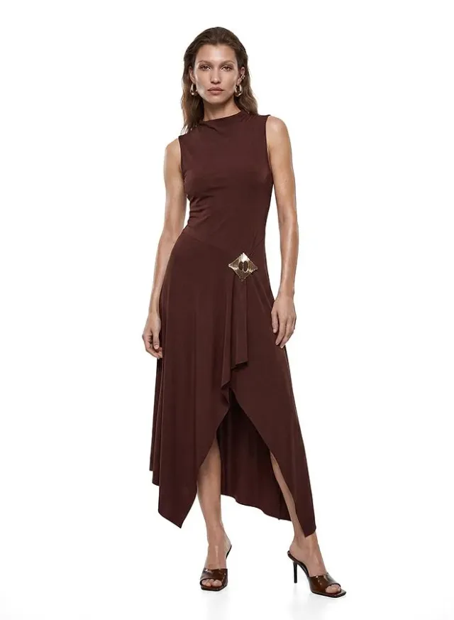 Asymmetric Sleeveless Midi Dress