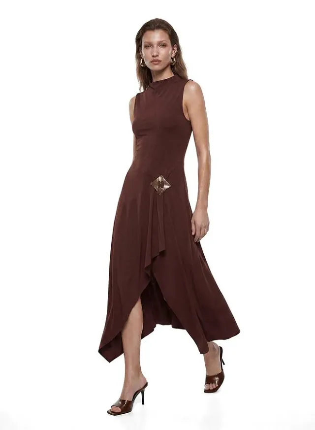 Asymmetric Sleeveless Midi Dress – صورة 2