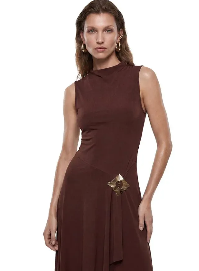 Asymmetric Sleeveless Midi Dress – صورة 3