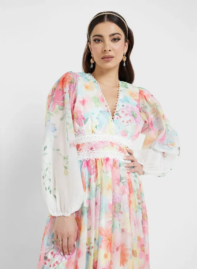Floral Chiffon Maxi Dress – image 3