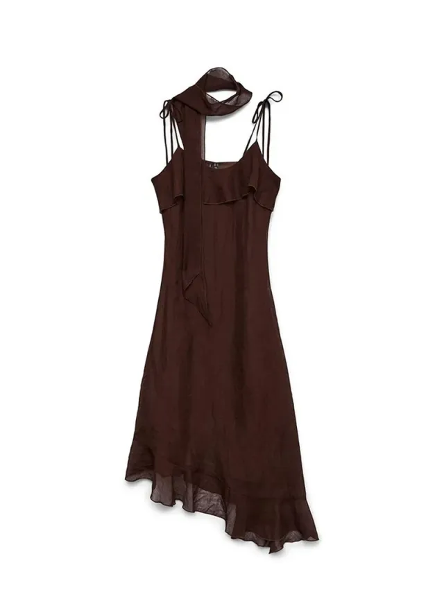Women's VMSABRINA Black Scarf Flounce Dress Woven – صورة 5