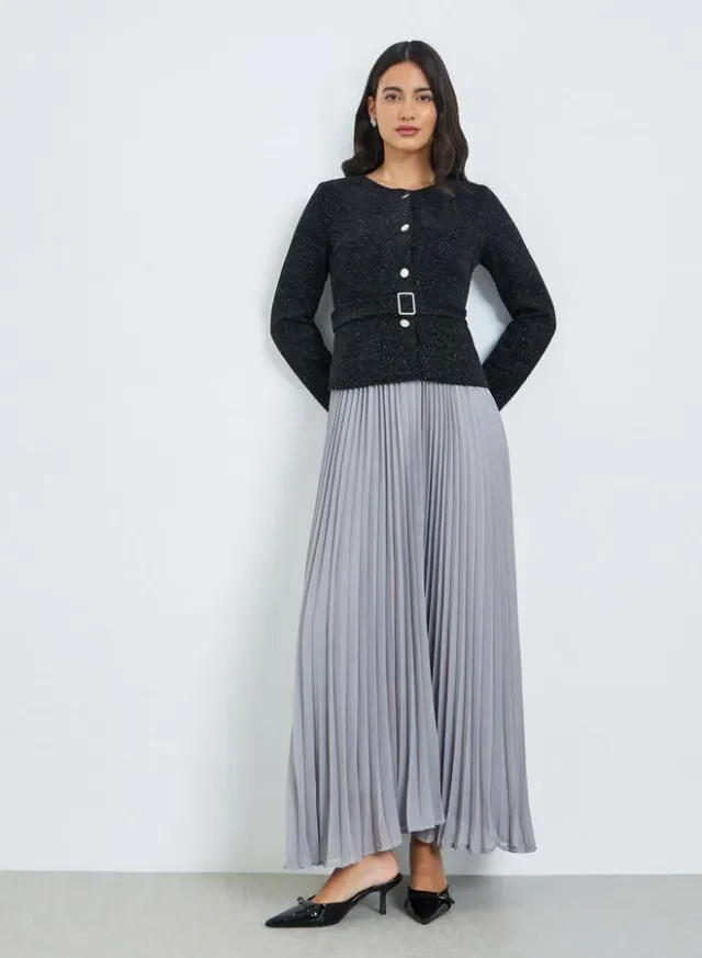 Green A-Line Maxi Dress with Waist Chain – image 3