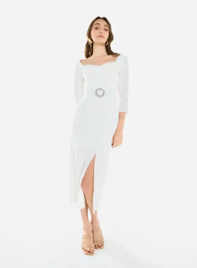 Women Embellished Sleeve Midi Dress – image 2