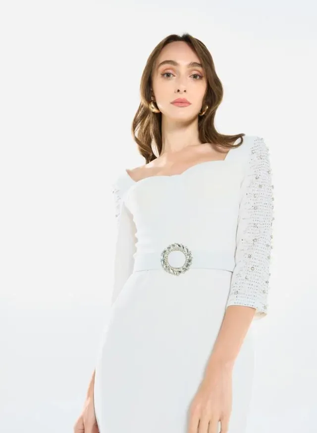 Women Embellished Sleeve Midi Dress – image 3