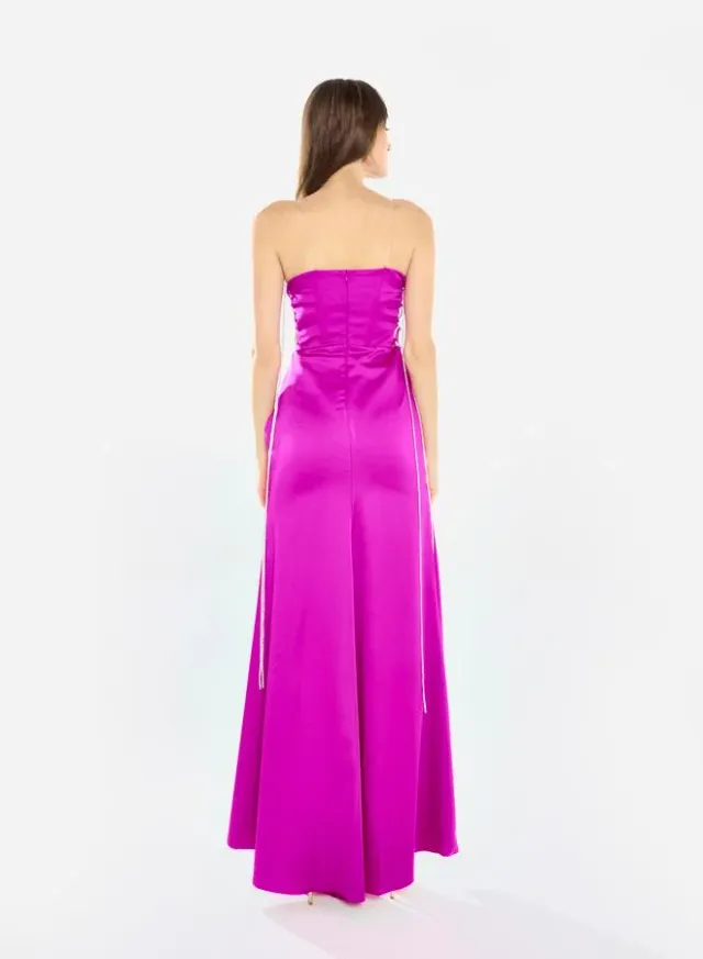 Women Side Lace Detail Bodice Slit Gown Maxi Dress – image 6