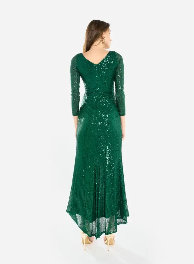 Women Sequin Wrap Slit Maxi Dress – image 5