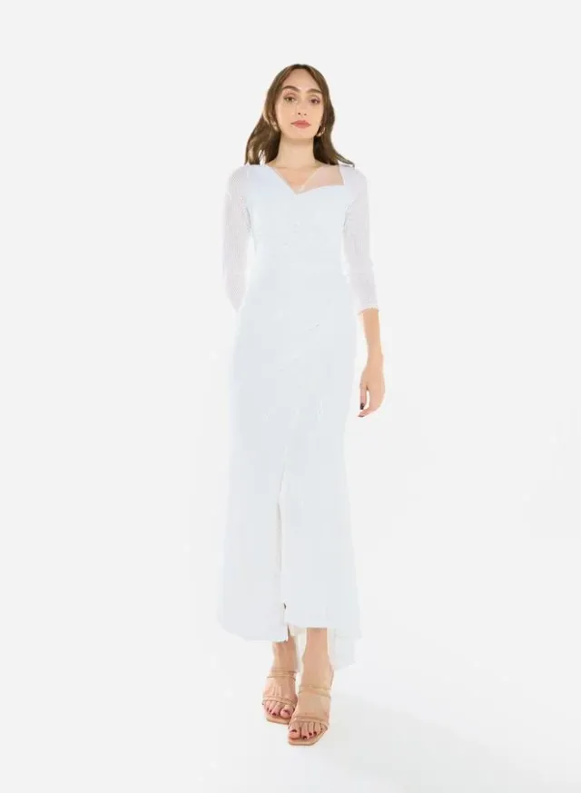 Women Sequin Wrap Slit Maxi Dress