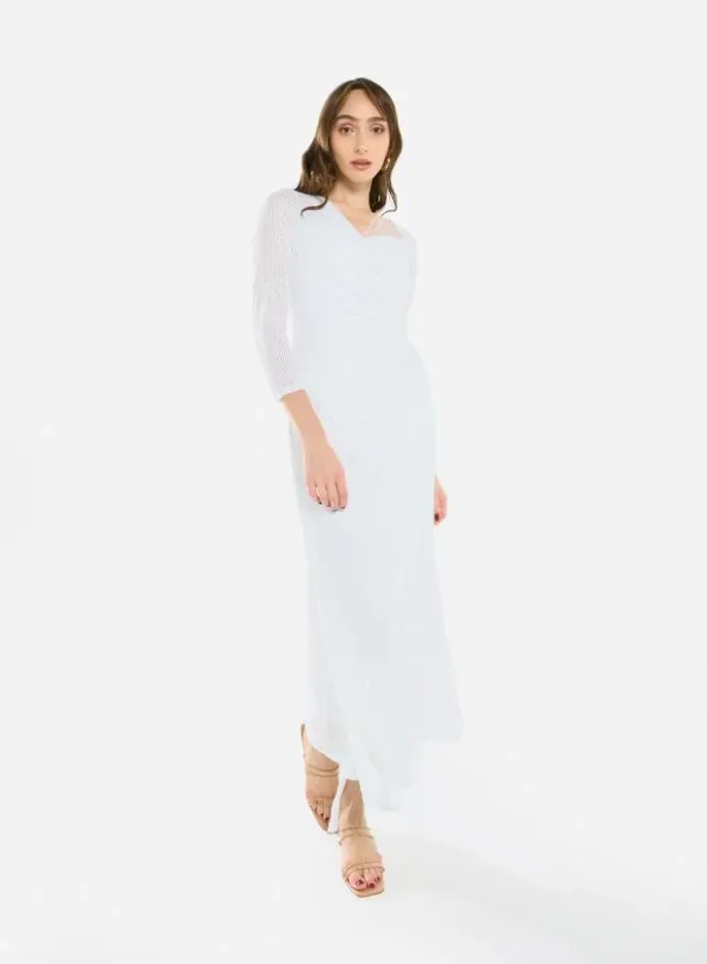 Women Sequin Wrap Slit Maxi Dress – image 3