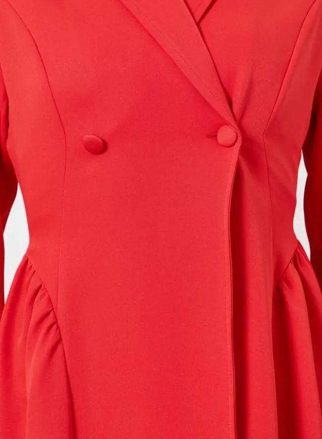 Blue Stand Collar Zip-Up Maxi Dress with Tie-Belt – image 4