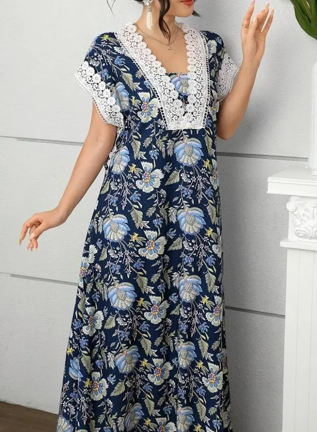 Ladies' lace patchwork printed dress – image 2
