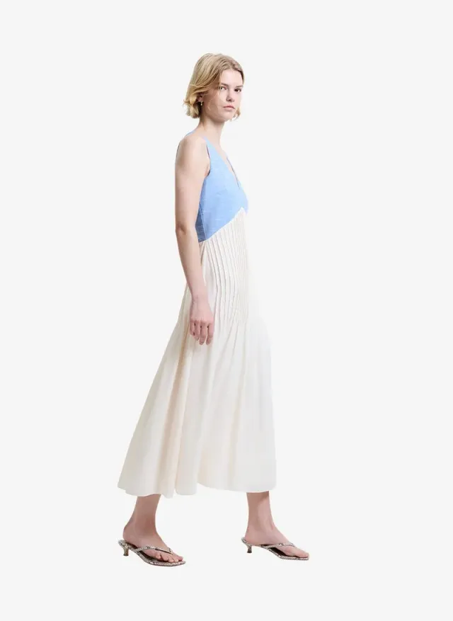 Women's Mid Wash/Porcelain Colby Chambray Lace Mix Dress – صورة 3