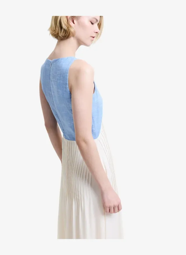 Women's Mid Wash/Porcelain Colby Chambray Lace Mix Dress – صورة 5