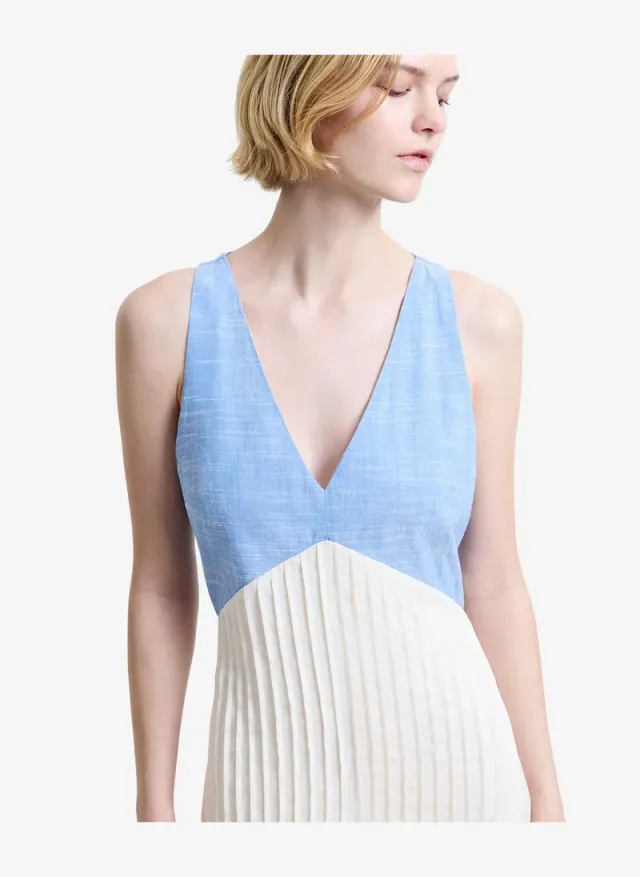 Women's Mid Wash/Porcelain Colby Chambray Lace Mix Dress – صورة 6
