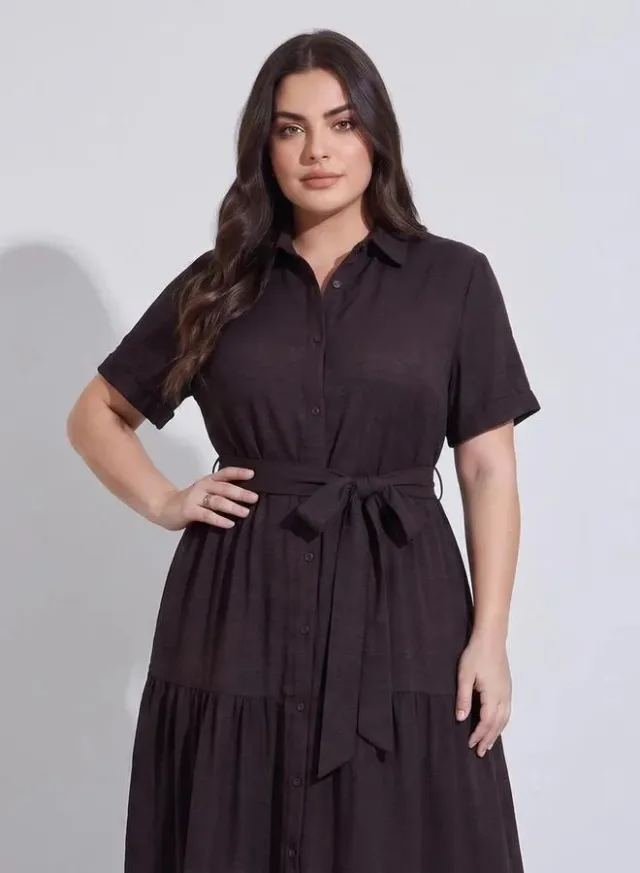 Linen Look Button Maxi Dress – صورة 2