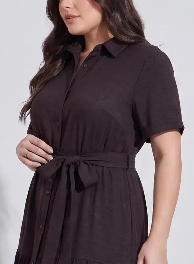 Linen Look Button Maxi Dress – صورة 3