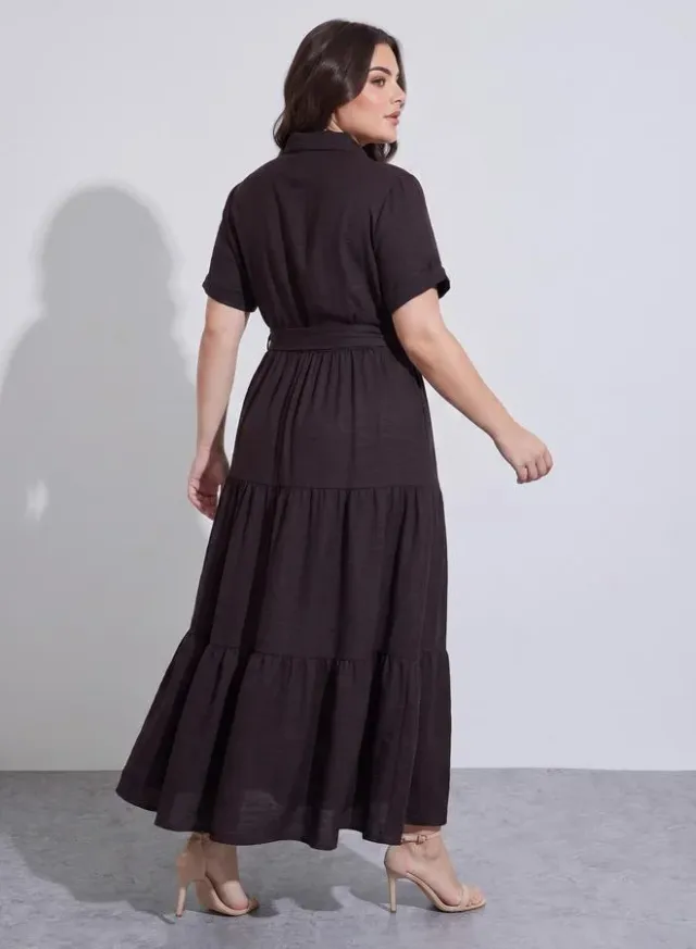Linen Look Button Maxi Dress – صورة 4