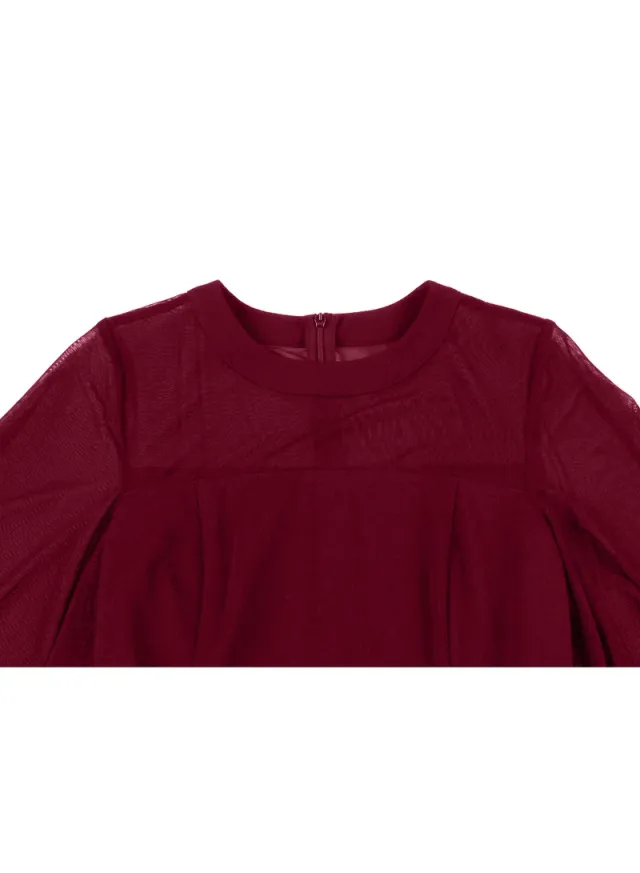 Elegant Button Detail Dress Red Work  Casual Dress Cocktail Swing Dress – image 5
