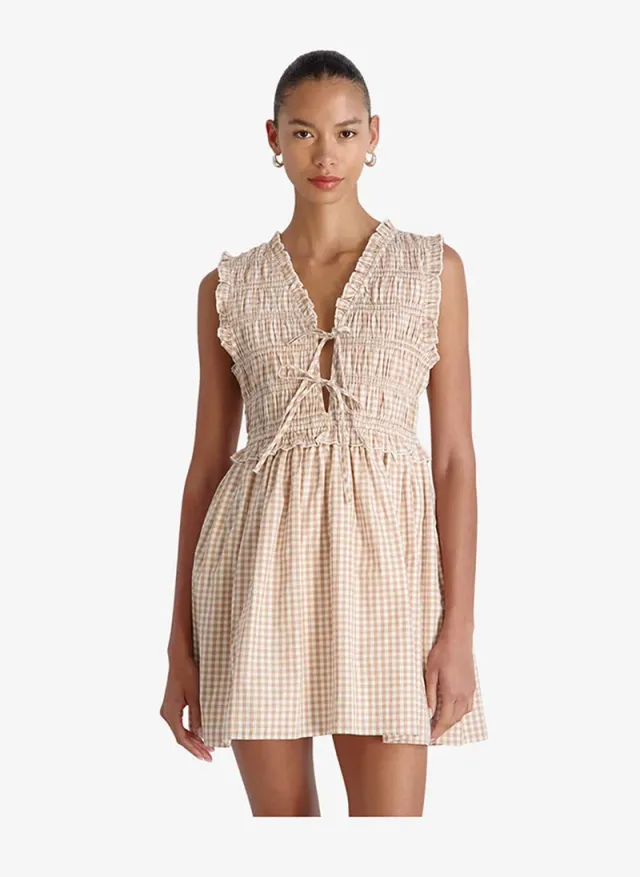 Women's Petit Ging Almnd Nde Rhodes Pop Gingham Smockd Dress