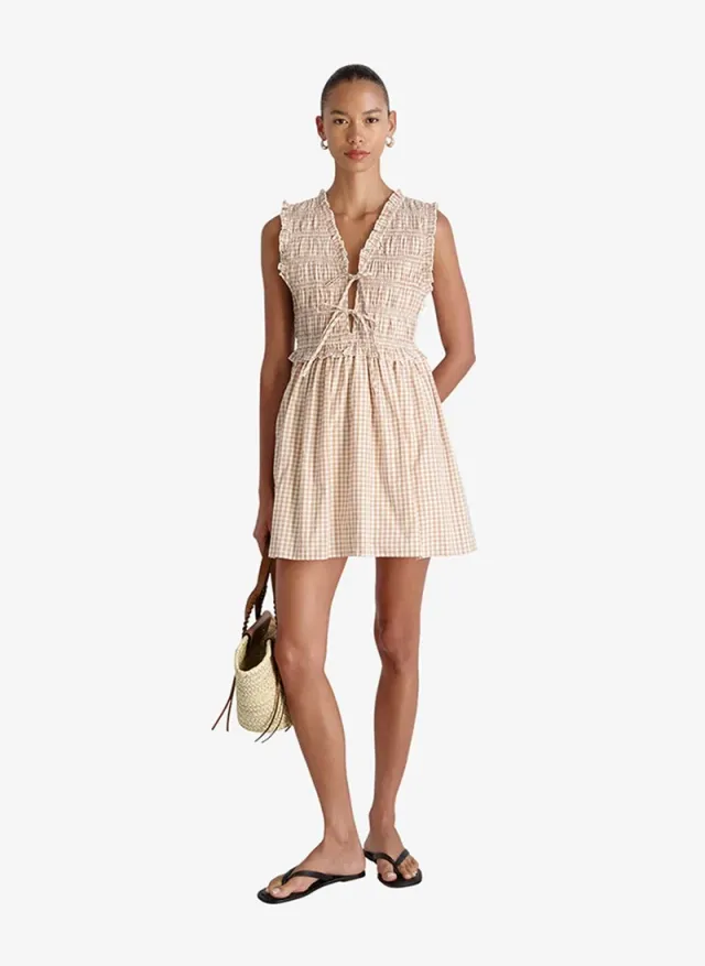 Women's Petit Ging Almnd Nde Rhodes Pop Gingham Smockd Dress – صورة 2