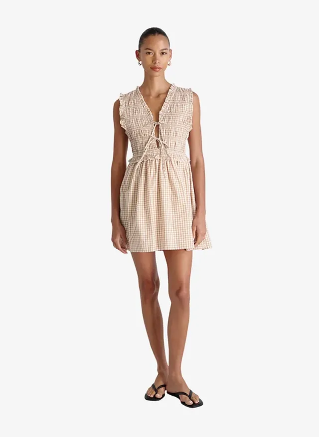 Women's Petit Ging Almnd Nde Rhodes Pop Gingham Smockd Dress – صورة 3