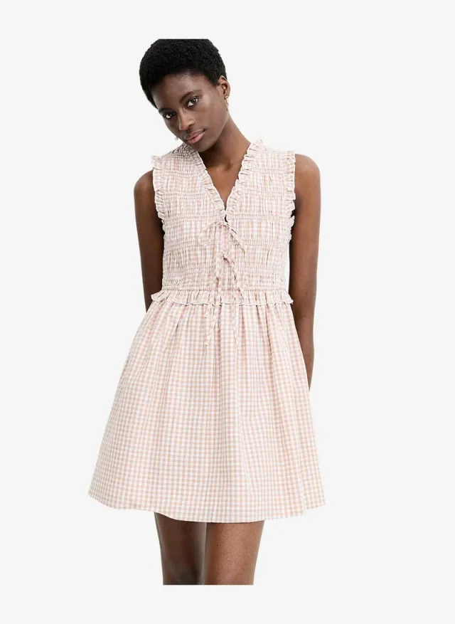 Women's Petit Ging Almnd Nde Rhodes Pop Gingham Smockd Dress – صورة 7