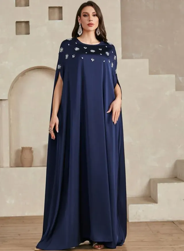 Women's Embellished Round Neck batwing sleeve Maxi Dress – image 3