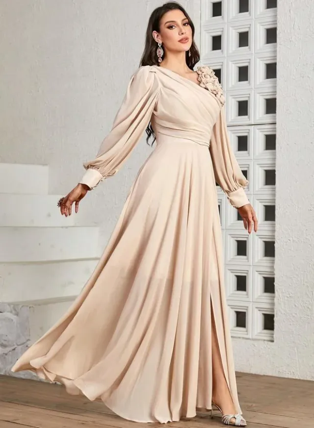 Green 3D Flower Detail Fold Pleat Maxi Dress – image 5