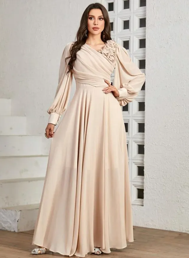 Green 3D Flower Detail Fold Pleat Maxi Dress – image 6