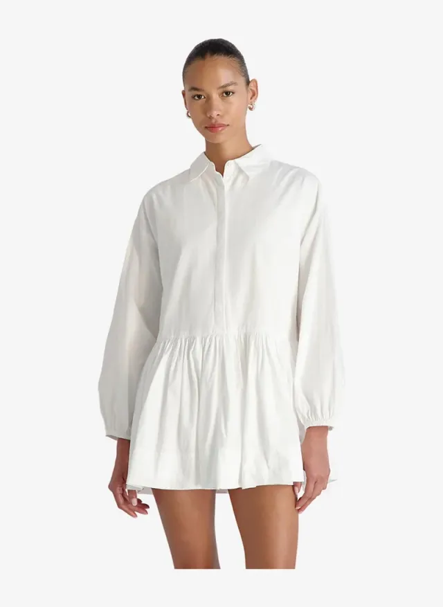Women's Summer White Cambria Ctn Flr Mini Ls Dress